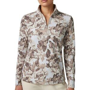 J. McLaughlin Leaf Camo Print Quarter Zip Top Women's Size M